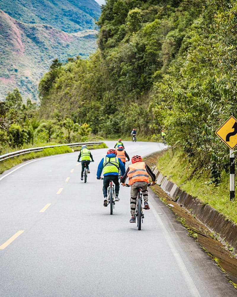 Downhill biking on Inca Jungle Route