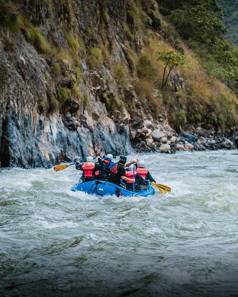 Inca Jungle group rafting on the Vilcanota River