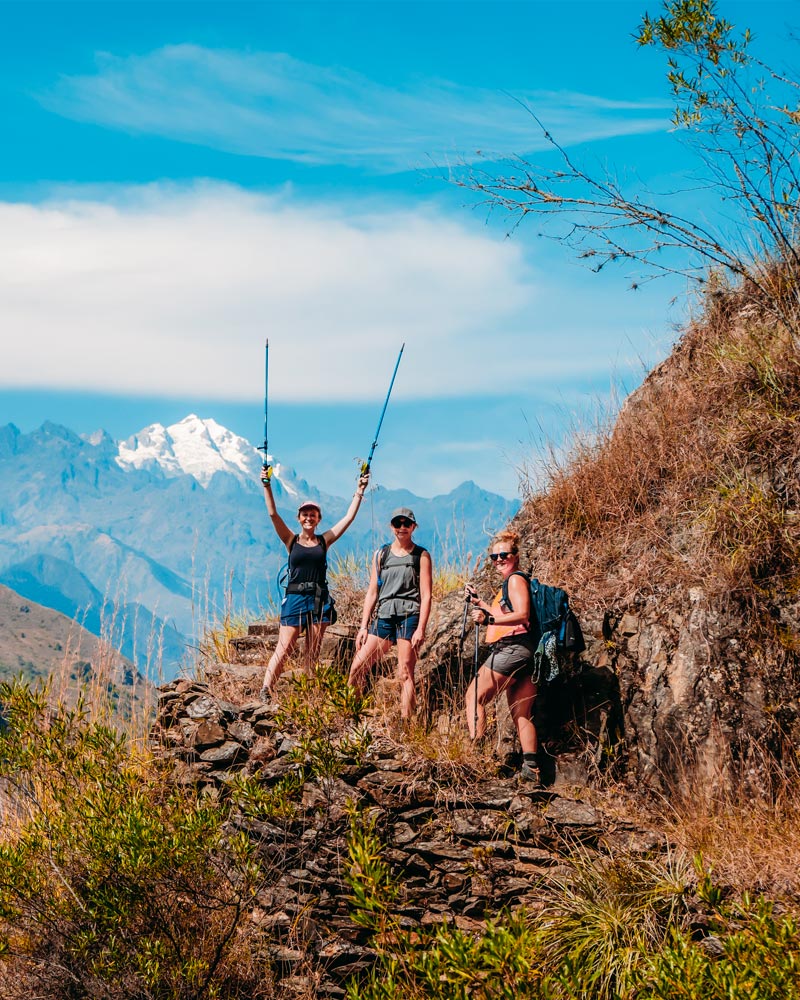 Happy  trekkers on the Inca Jungle route