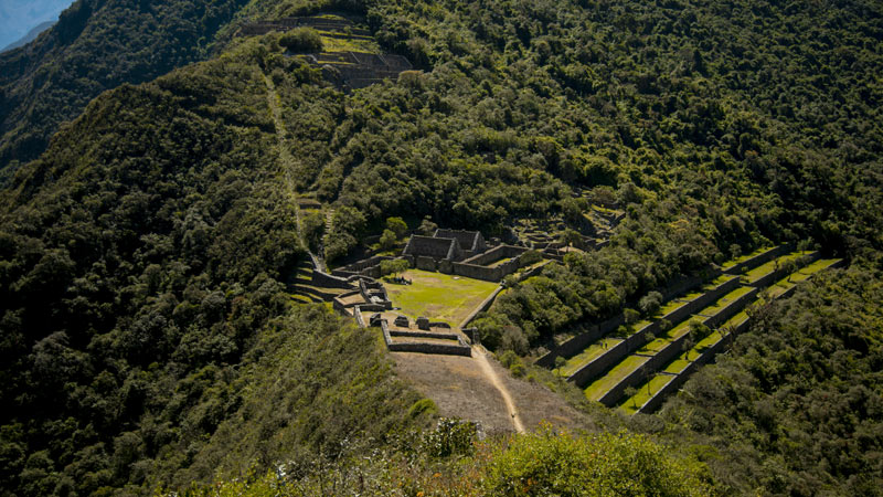 Panoramic view of the Inca citadel of Choquequirao