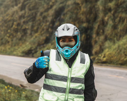 Tourist with their biking gear, ready for their adventure activity.